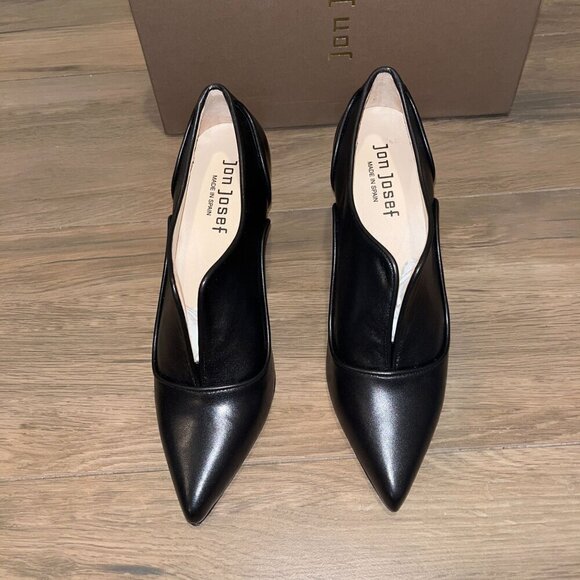 NWT ANTHROPOLOGIE Jon Josef Mamas Black Leather Pointed Toe Heeled Shoes Size 5 - Picture 4 of 8